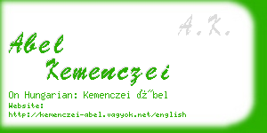 abel kemenczei business card